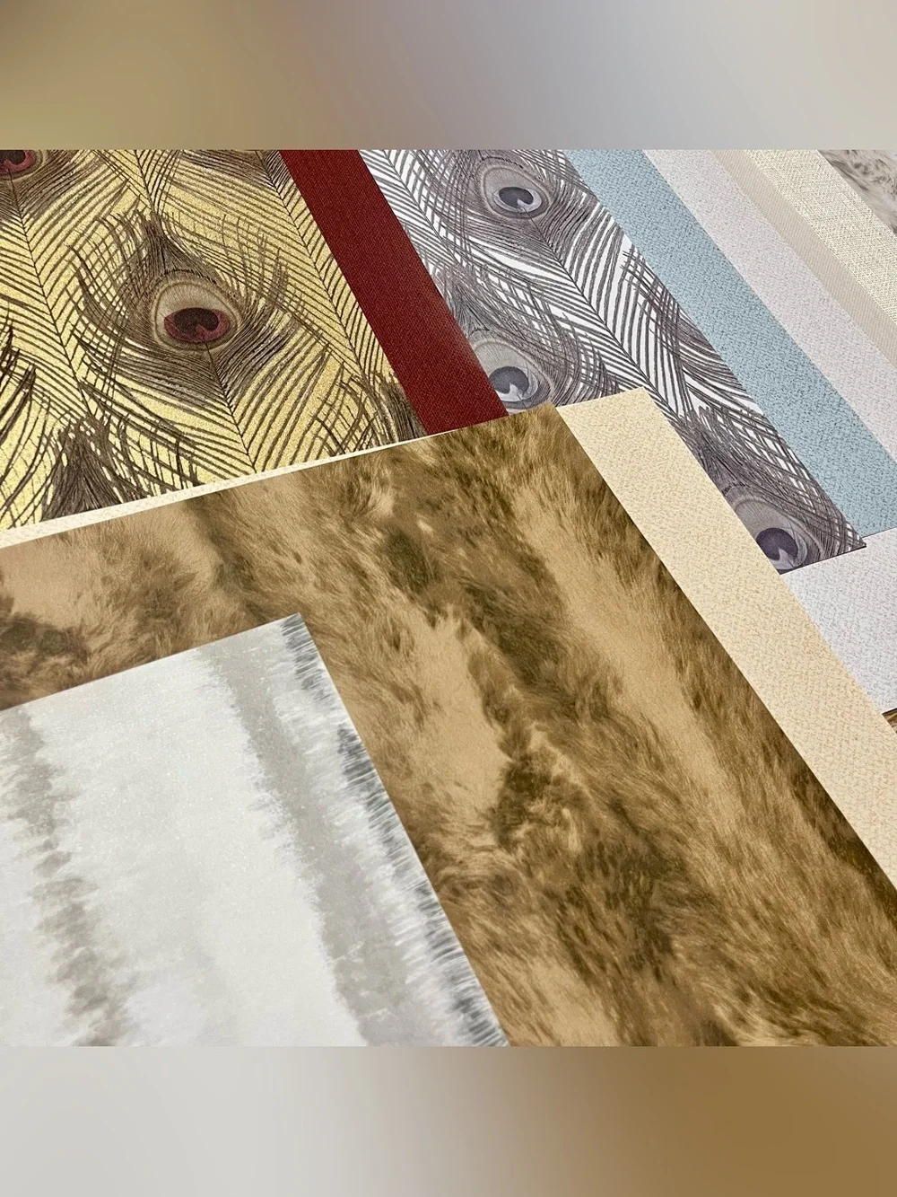 20 Assorted Designer Wallpaper Sample Sheets DIY Animal Print Theme Fur, Peacock